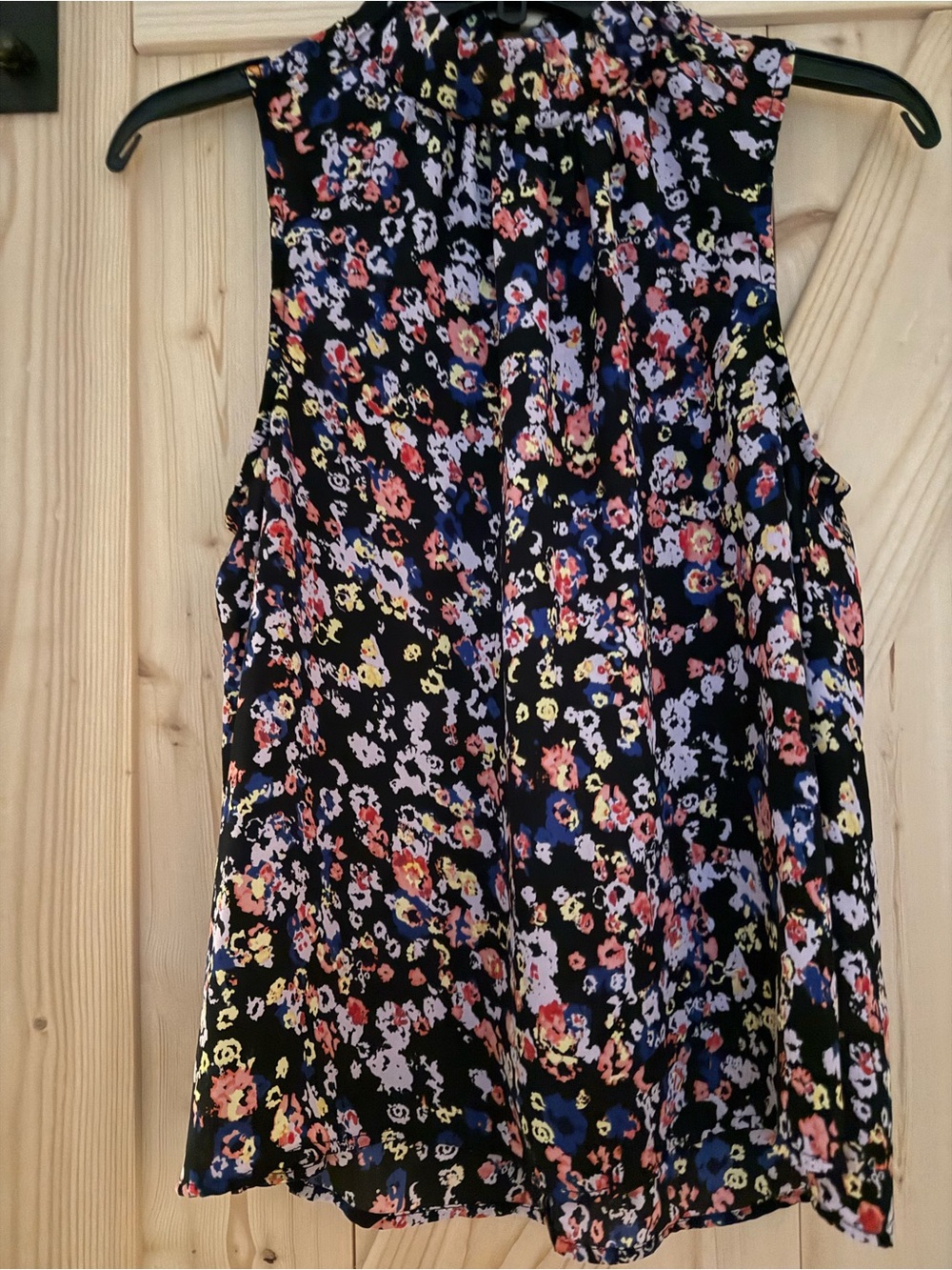Alison joy Floral Sleeveless Dress Top - Black with Multicolor Floral Print